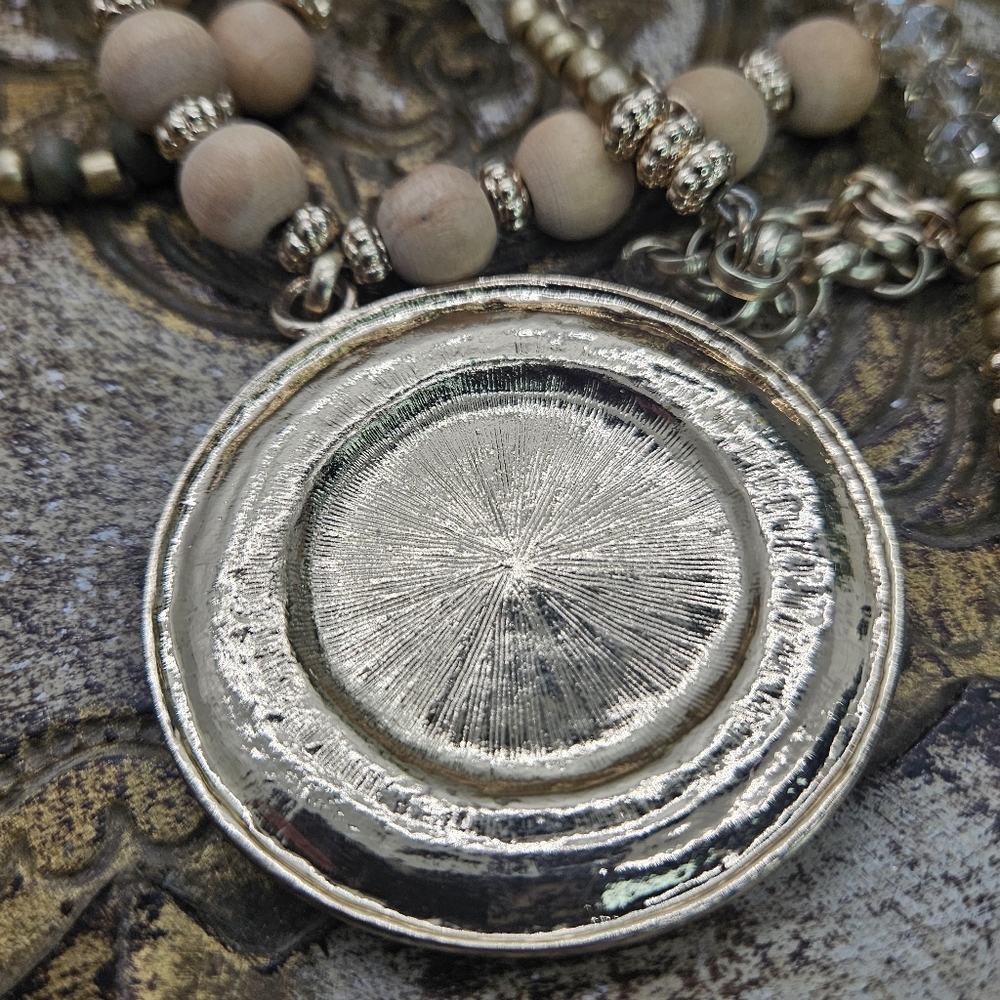 CHICOS Medallion Double-Strand Boho Necklace with Abalone Pendant - Picture 8 of 8